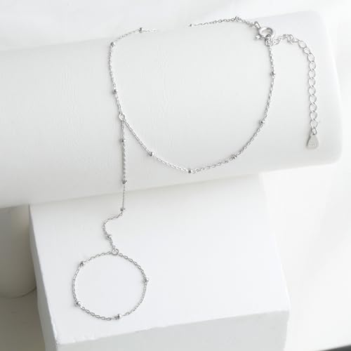 Adjustable 925 Sterling Silver Hand Chain Bracelet