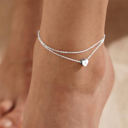 Handmade Sterling Silver Initial Anklet - Dainty Foot Jewelry