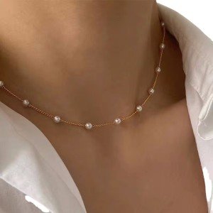 Goth Pearl Lace Choker Necklace for Women