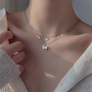 Elegant Double Layer Butterfly Necklace for Her