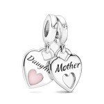 Pink Pansy Flower Pendant Charm in Sterling Silver
