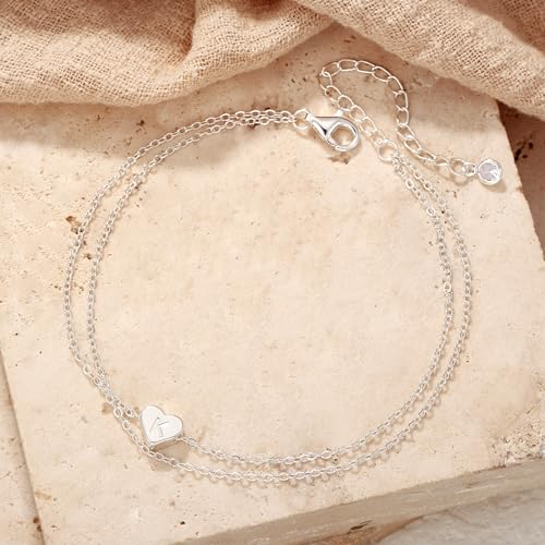 Handmade Sterling Silver Initial Anklet - Dainty Foot Jewelry