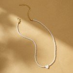 Personalized Natural Shell Pendant Moon Bead Necklace