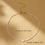 Personalized Natural Shell Pendant Moon Bead Necklace