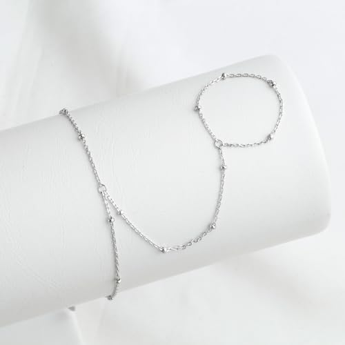Adjustable 925 Sterling Silver Hand Chain Bracelet