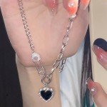 Chic Y2K Black Love Zircon Necklace