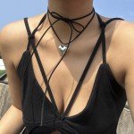 Personalized Adjustable Heart Pendant Choker Necklace