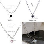 Chic Y2K Black Love Zircon Necklace