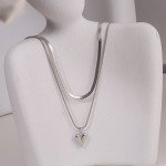 Double-Layer Stainless Steel Heart Pendant Necklace