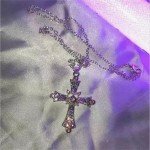 Silver Y2K Cross Necklace with Cubic Zirconia