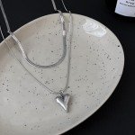 Double Layer Heart Pendant Necklace for Women