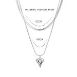 Double-Layer Stainless Steel Heart Pendant Necklace