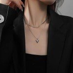 Double Layer Heart Pendant Necklace for Women