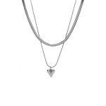 Double Layer Heart Pendant Necklace for Women