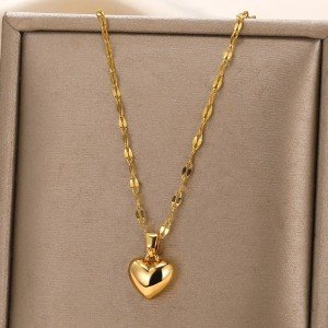 Trendy Stainless Steel Heart Necklace for Women