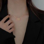 Double Heart Silver Necklace for Women