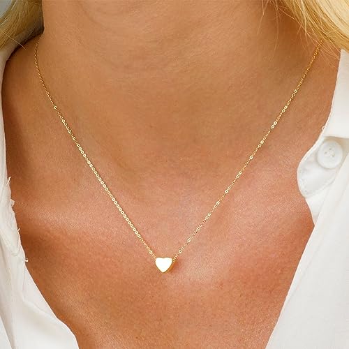 Gold Plated Tiny Heart Pendant Necklace for Women