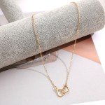 Double Heart Silver Necklace for Women
