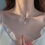 Elegant Double Layer Butterfly Necklace for Women