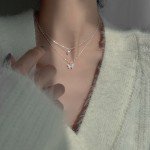 Elegant Double Layer Butterfly Necklace for Women