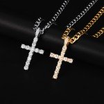 Hip Hop Cross Pendant Necklace with Zircon Chain