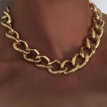 Gold Clavicle Choker Necklace with Pearl Links