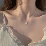 Elegant Double Layer Butterfly Necklace for Women