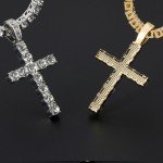 Hip Hop Cross Pendant Necklace with Zircon Chain