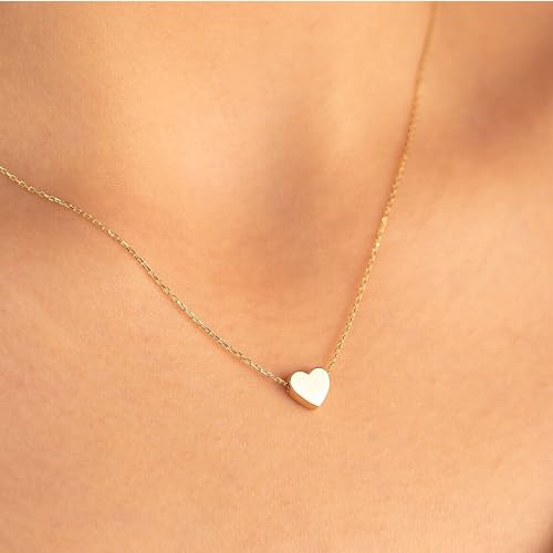 Gold Plated Tiny Heart Pendant Necklace for Women