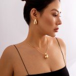 Trendy Minimalist Droplet Necklace and Earrings Set