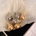 Trendy Minimalist Droplet Necklace and Earrings Set