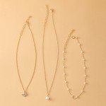 3-Piece Retro Multilayer Pearl Butterfly Necklace Set