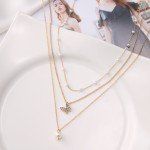 3-Piece Retro Multilayer Pearl Butterfly Necklace Set