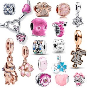 Pink Murano Glass Beads for Pandora Jewelry