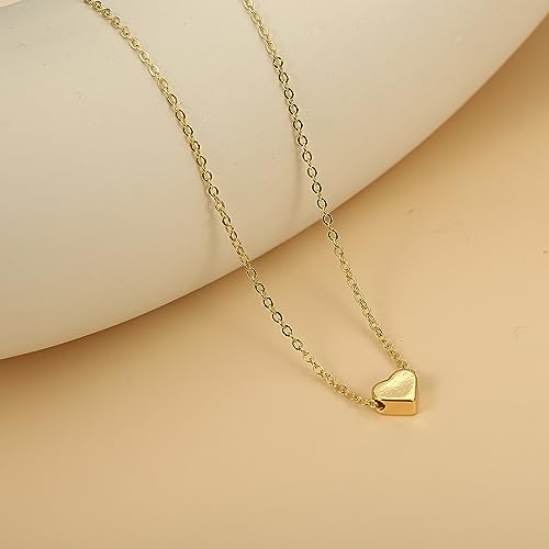 Gold Plated Tiny Heart Pendant Necklace for Women