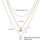 3-Piece Retro Multilayer Pearl Butterfly Necklace Set