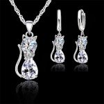 Cute Cat Pendant Necklace & Earring Set