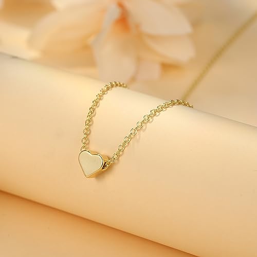 Gold Plated Tiny Heart Pendant Necklace for Women