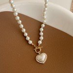 Heart Pendant Pearl Necklace for Women
