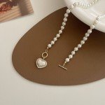 Heart Pendant Pearl Necklace for Women