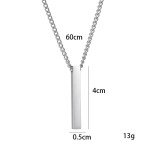 Men's Black Stainless Steel Rectangle Pendant Necklace