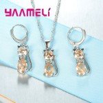 Cute Cat Pendant Necklace & Earring Set