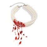 Vintage Red Tassel Pendant Necklace with Pearls