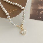 Heart Pendant Pearl Necklace for Women