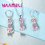 Cute Cat Pendant Necklace & Earring Set