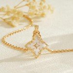 Delicate Gold Clover Necklace with Adjustable Chain