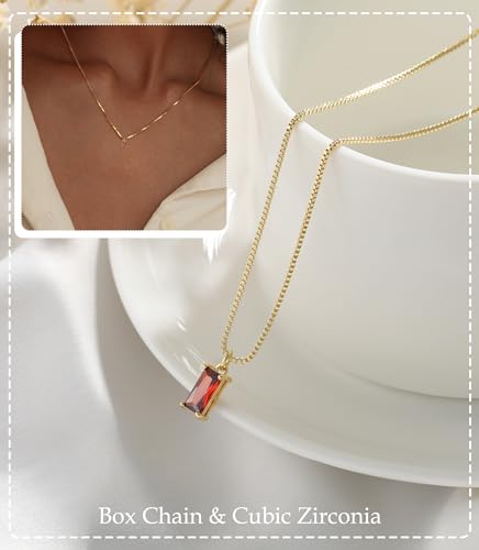 Emerald Birthstone Necklace - Dainty Gold Cubic Zirconia