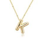 Gold Bubble Letter Initial Necklace for Women