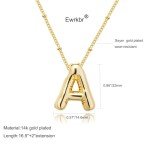 Gold Bubble Letter Initial Necklace for Women
