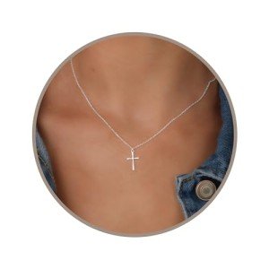 Dainty Waterproof Silver Cross Necklace for Women